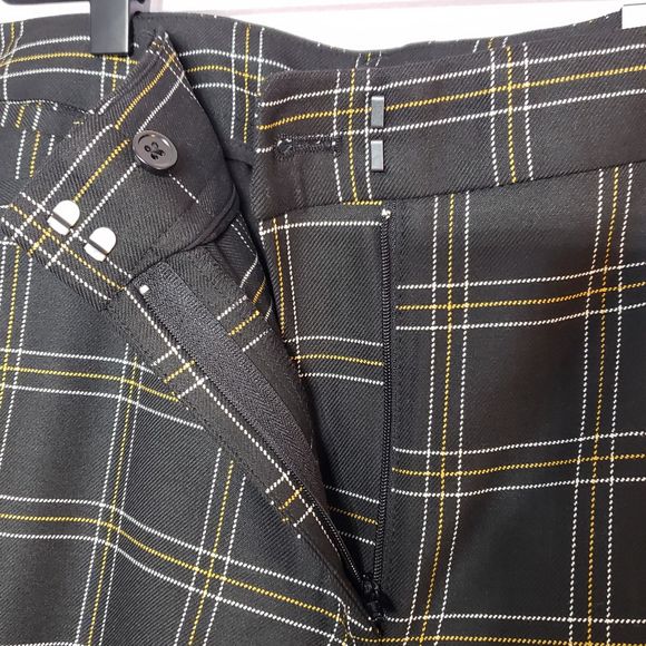NWT WHBM Slim Ankle Pant Size 10 Black, White, Marigold Plaid - Picture 6 of 14